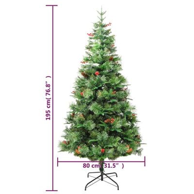 vidaXL Osvijetljeno božićno drvce sa šiškama zeleno 195 cm PVC i PE