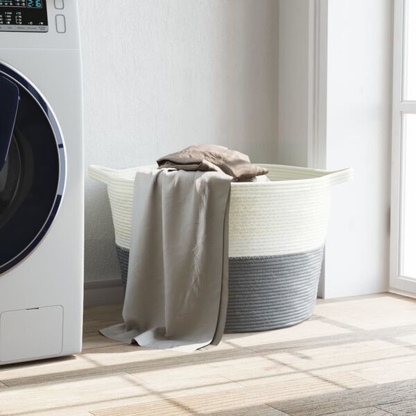 vidaXL Ko&scaron;ara za rublje sivo-bijela &Oslash; 60 x 36 cm pamučna