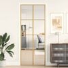 vidaXL Sobna vrata tanka zlatna 83x201,5 cm kaljeno staklo i aluminij