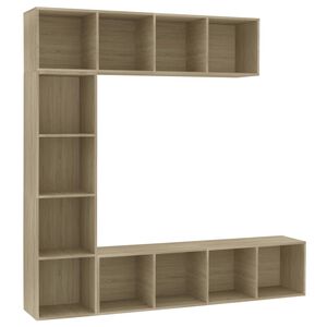 vidaXL 3-dijelni set ormarića za knjige/TV boja hrasta 180x30x180 cm