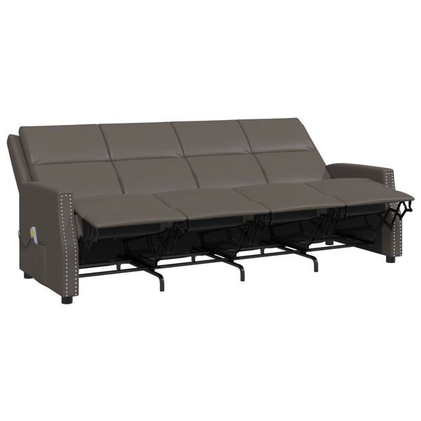 vidaXL Masažni četverosjed od umjetne kože sivi