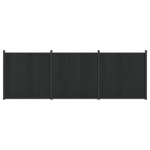 vidaXL Panel ograde 3 pcs WPC i aluminij Crna