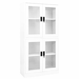 vidaXL Uredski ormarić bijeli 90 x 40 x 180 cm čelik i kaljeno staklo