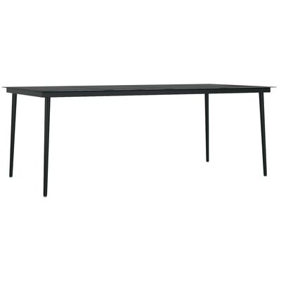 vidaXL Vrtni blagovaonski stol crni 200 x 100 x 74 cm čelik i staklo
