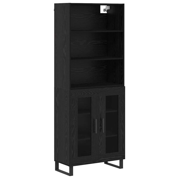 vidaXL Highboard Crni hrast 69,5 x 34 x 180 cm Konstruirano drvo