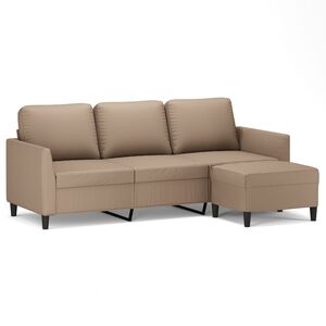 vidaXL Trosjed s tabureom boja cappuccina 180 cm od umjetne kože