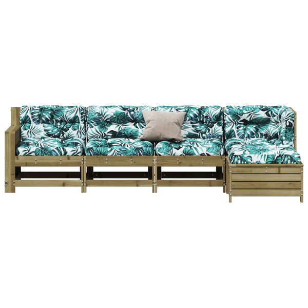 vidaXL 5-dijelna vrtna garnitura od impregnirane borovine s jastucima