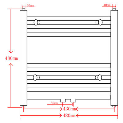 Crni kupaonski radijator za centralno grijanje ravni 480 x 480 mm