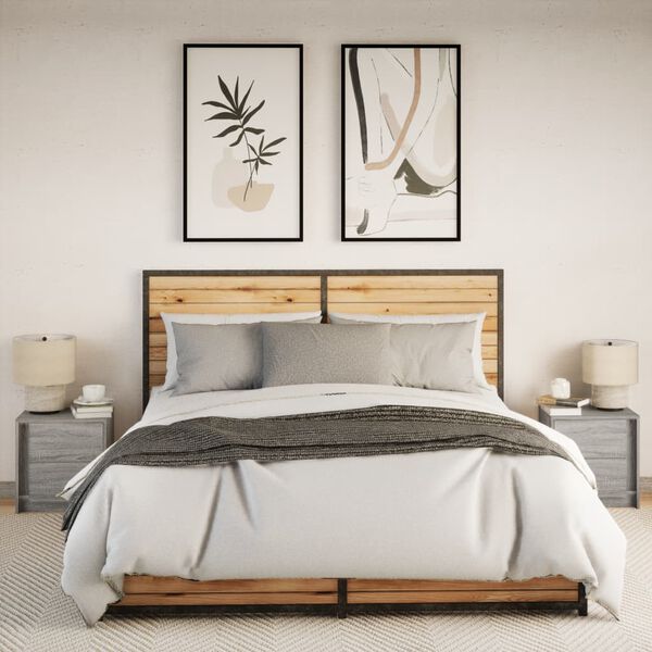 vidaXL Noćni ormarići s LED svjetlima 2 kom boja sivog hrasta sonome