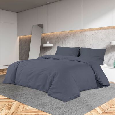 vidaXL Set posteljine za poplun tamnosivi 140 x 200 cm pamučni