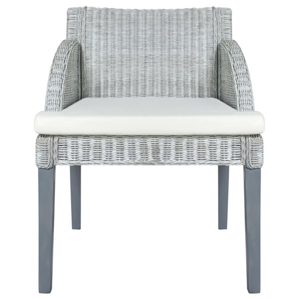 vidaXL Blagovaonska stolica s jastukom siva od prirodnog ratana