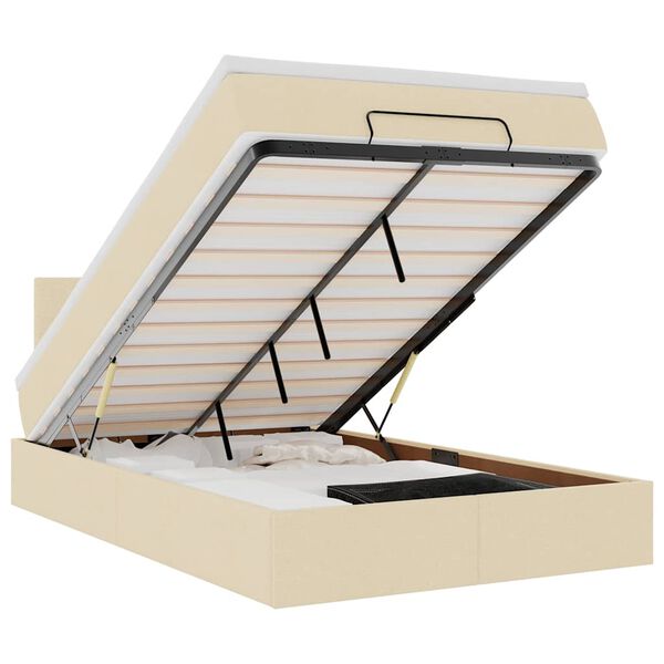 vidaXL Otomanski okvir kreveta s madraca krem 120x190 cm od tkanine