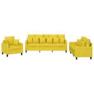 vidaXL 3-dijelni set sofa s jastucima svjetložuti od tkanine