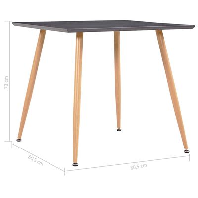 vidaXL Blagovaonski stol sivi i boja hrasta 80,5 x 80,5 x 73 cm MDF