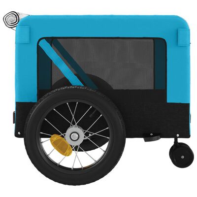 vidaXL Prikolica za bicikl za ljubimce plavo-crna od tkanine i željeza