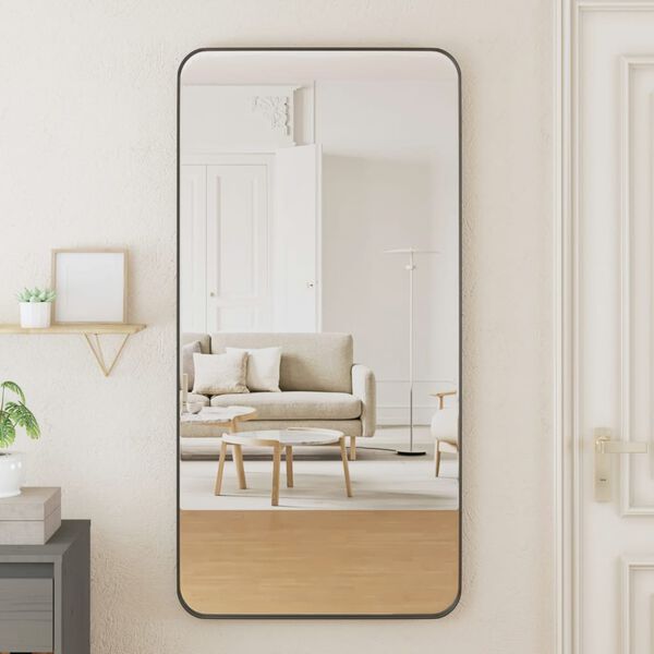 vidaXL Zidno ogledalo crno 50x100 cm pravokutno