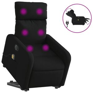 vidaXL Električni masažni naslonjač na podizanje od tkanine crni