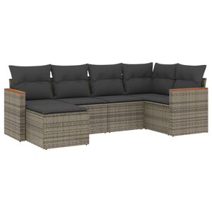 vidaXL 6-dijelni set vrtnih sofa od poliratana s jastucima sivi