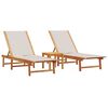 vidaXL Ležaljke za sunčanje sa stolićem sive 2 kom drvo i tekstilen