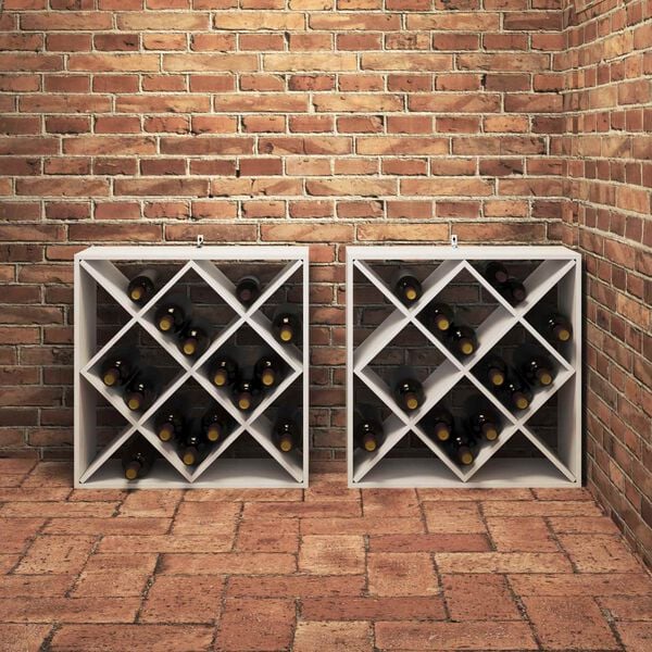vidaXL Stalak za vino 2 pcs Bijelo 62 x 25 x 62 cm Čvrsto borovo drvo