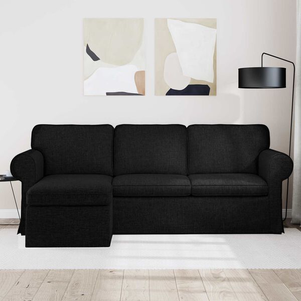 vidaXL Sofa Crna Sveukupne dimenzije: 215 x 138 x 80 cm (&Scaron; x Dub x V)