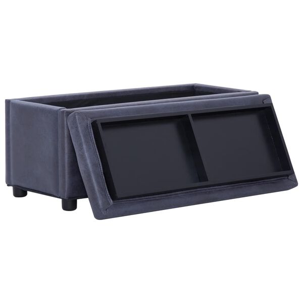 vidaXL Otoman za pohranu od umjetne bru&scaron;ene kože 87,5 cm sivi