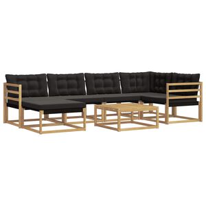 vidaXL Set vanjskih sofa 7 kom. Bijela i crna Čvrsto drvo akacije