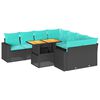 vidaXL 9-dijelni set vrtnih sofa s jastucima crni od poliratana