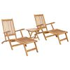 vidaXL Sklopiva ležaljka s stolom 2 pcs Prirodna Čvrsto teak drvo