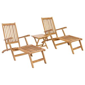 vidaXL Sklopiva ležaljka s stolom 2 pcs Prirodna Čvrsto teak drvo