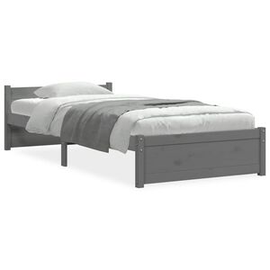 vidaXL Okvir za krevet od masivnog drva sivi 75 x 190 cm mali