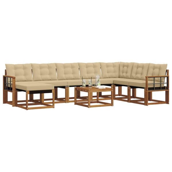 vidaXL Set vanjskih sofa s jastukom 9 pcs Prirodna i bež