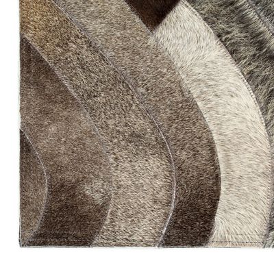 vidaXL Tepih od prave dlakave kože s pačvorkom 160x230 cm sivo-srebrni