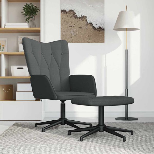 vidaXL Stolica za opu&scaron;tanje s osloncem za noge tamnosiva od tkanine