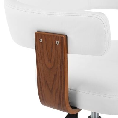 vidaXL Okretne blagovaonske stolice 6 kom bijele drvo i umjetna koža