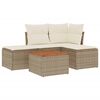 vidaXL 5-dijelni vrtni set sofa s jastucima bež od poliratana