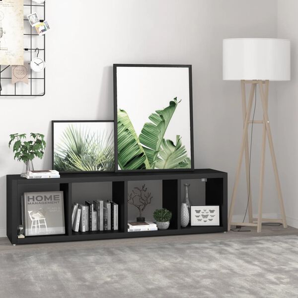 vidaXL Kockasta zidna polica crna 37 x 29,5 x 134,5 cm MDF