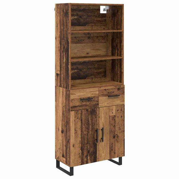 vidaXL Highboard Staro drvo 69,5 x 34 x 180 cm Konstruirano drvo