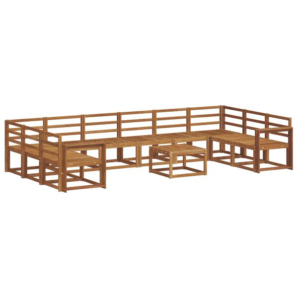 vidaXL Set vanjskih sofa 11 pcs Prirodna Čvrsto drvo akacije