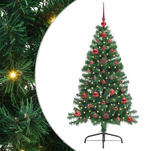 vidaXL Umjetno predsvijetljeno božićno drvce Zelena 120 cm PVC