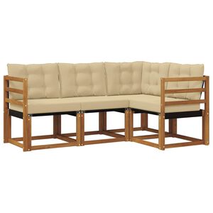 vidaXL Set vanjskih sofa s jastukom 4 pcs Prirodna i bež