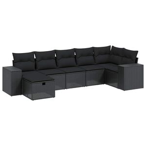 vidaXL 7-dijelni set vrtnih sofa od poliratana s jastucima crni