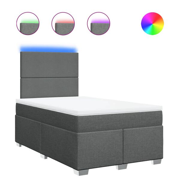 vidaXL Krevet box spring s madracem tamnosivi 120 x 190 cm tkanina