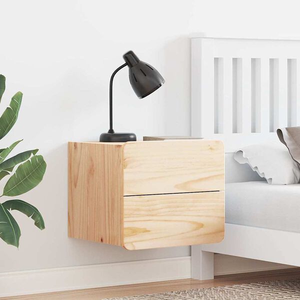 vidaXL Noćni ormarić 2 pcs Prirodna 39 x 34 x 33 cm Masivna borovina