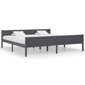 vidaXL Okvir kreveta bez madraca Masivna borovina siva 200x200 cm