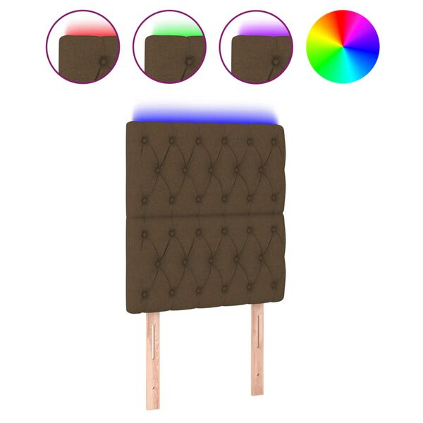 vidaXL LED uzglavlje tamnosmeđe 80x7x118/128 cm od tkanine