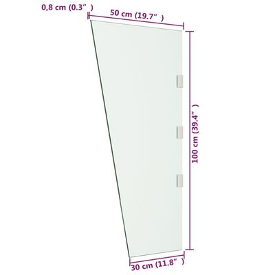 vidaXL Bočna ploča za nadstrešnicu vrata prozirna 50 x 100 cm staklena