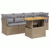 vidaXL 5-dijelni vrtni set sofa s jastucima bež od poliratana