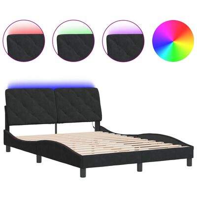 vidaXL Okvir kreveta s LED svjetlima crni 140 x 190 cm baršunasti