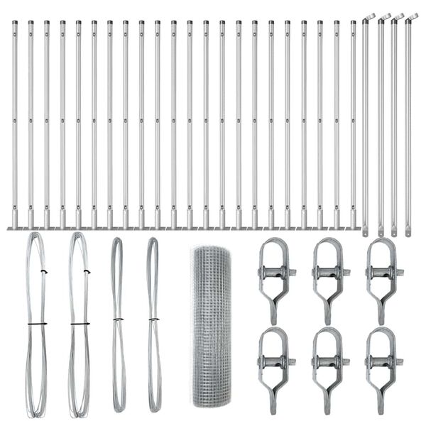 vidaXL Stup za ogradu Srebrno 50 x 0,8 m (25 x 25 mm mreža) Čelik